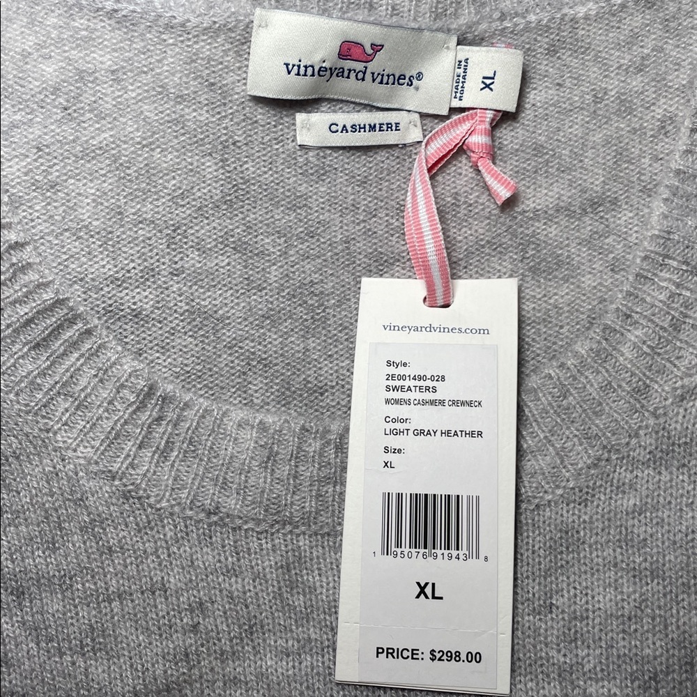 Vineyard Vines Light Gray Cashmere Women's Sweater sz XL - Picture 2 of 6